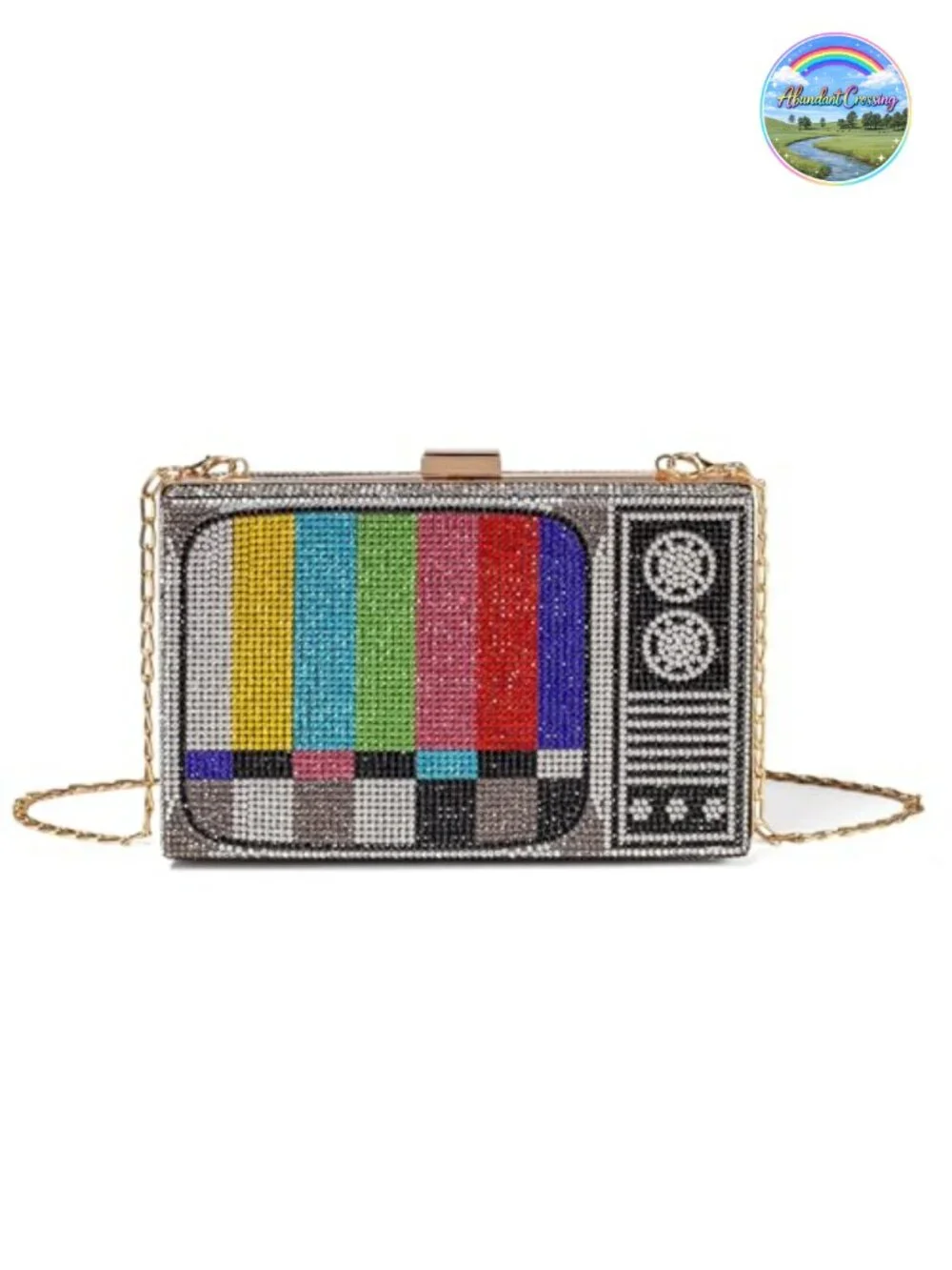 Rhinestone Evening Clutch for Women Detachable Chain Crossbody TV Retro Party